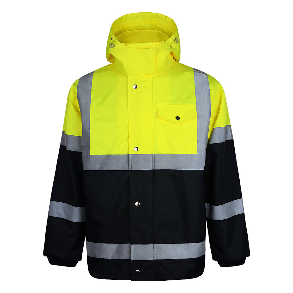 SMASYS Safty Jacket, High Visibility Waterproof Raincoat with Hood