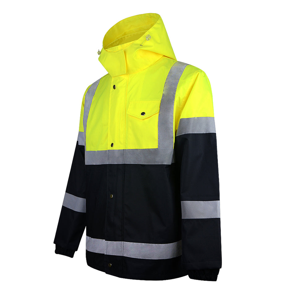 SMASYS Safty Jacket, High Visibility Waterproof Raincoat with Hood