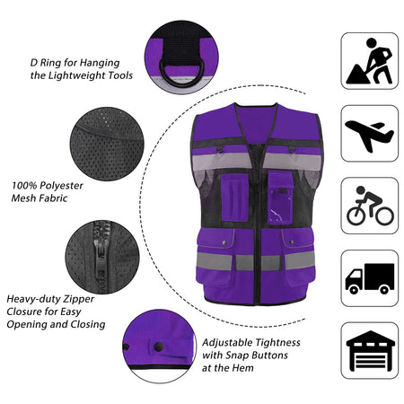 SMASYS High Visibility Reflective Vest,  Safety Vest with 7 Pockets SMASYS Store