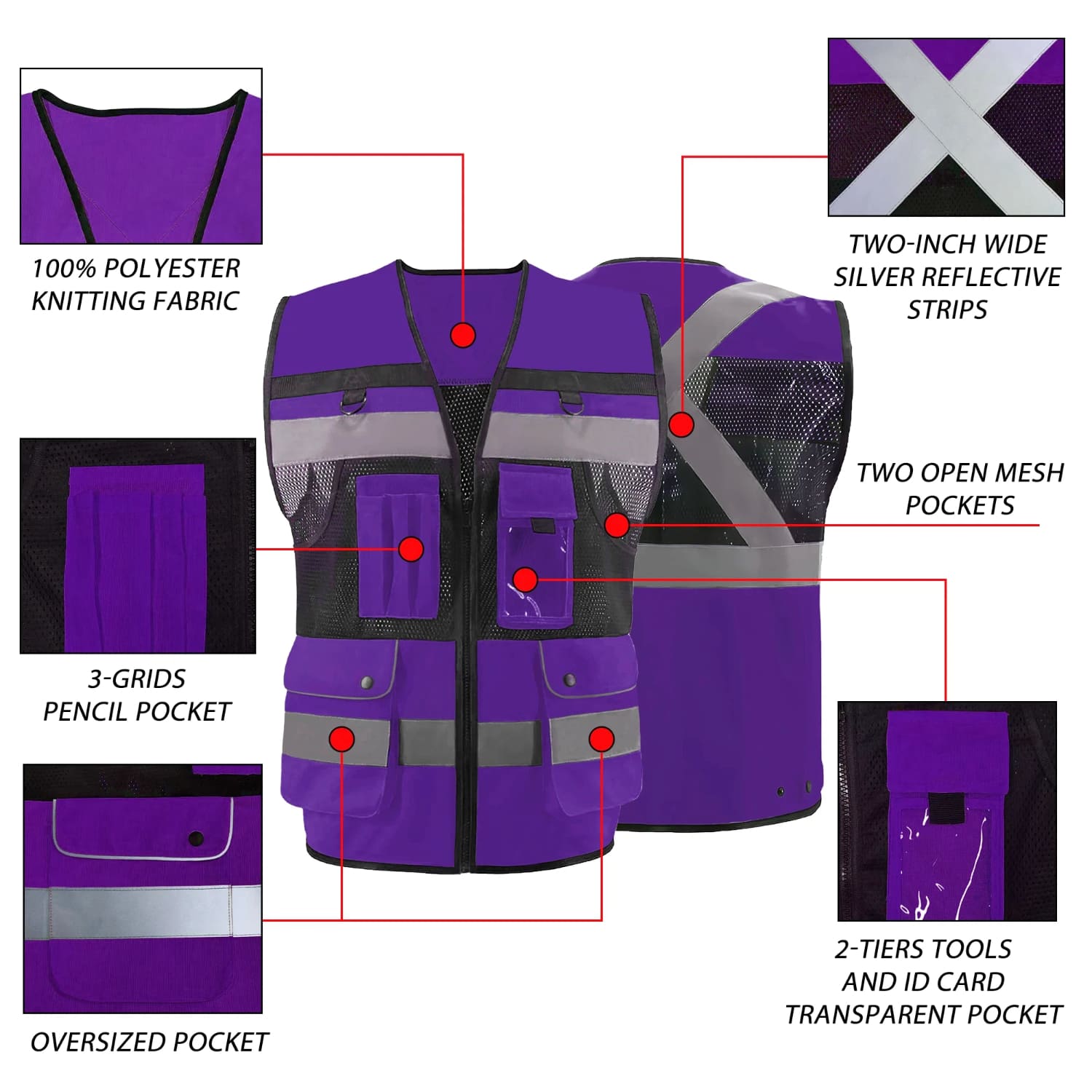 SMASYS High Visibility Reflective Vest,  Safety Vest with 7 Pockets SMASYS Store