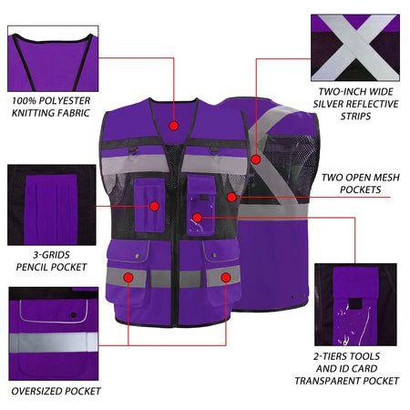 SMASYS High Visibility Reflective Vest,  Safety Vest with 7 Pockets SMASYS Store