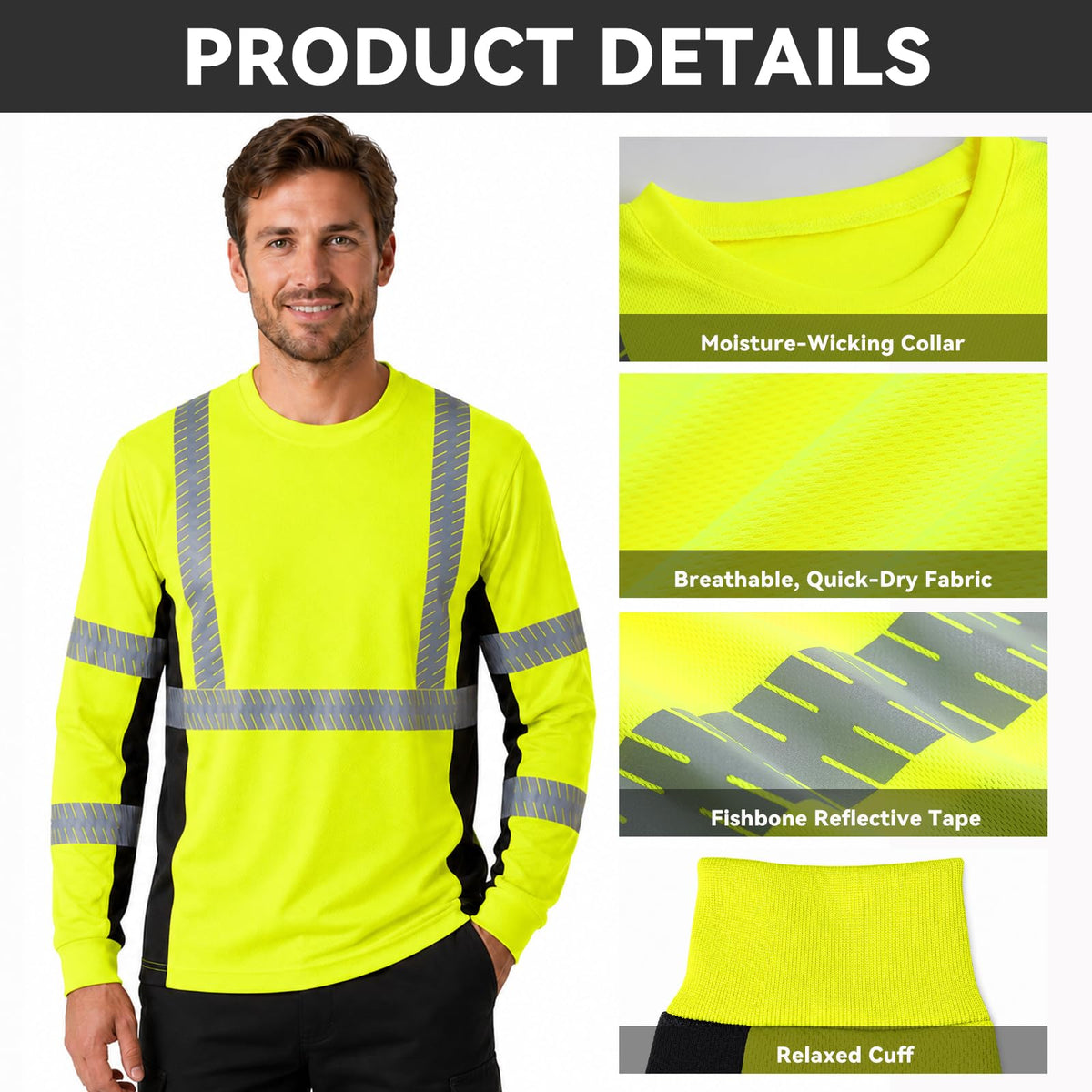 SMASYS Safety Shirts with Silver Slanted Carving Reflective Tape