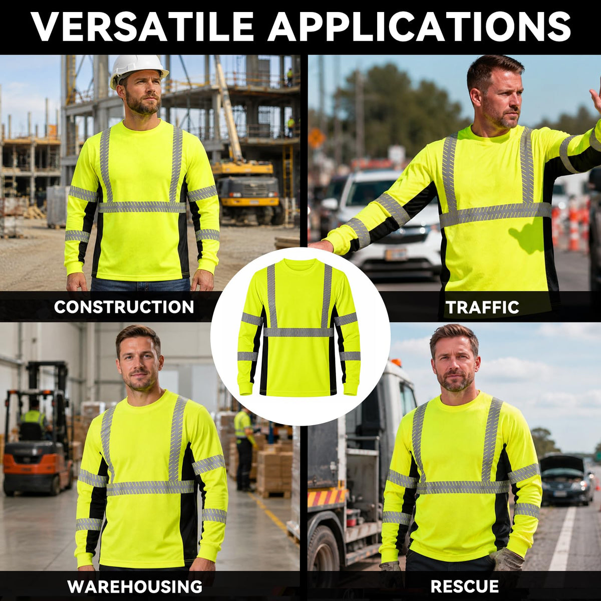 SMASYS Safety Shirts with Silver Slanted Carving Reflective Tape