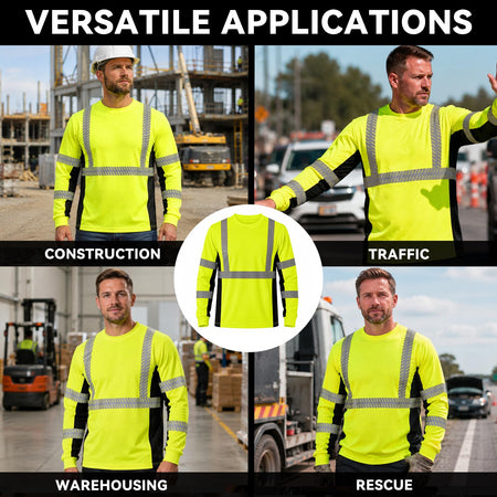 SMASYS Safety Shirts with Silver Slanted Carving Reflective Tape