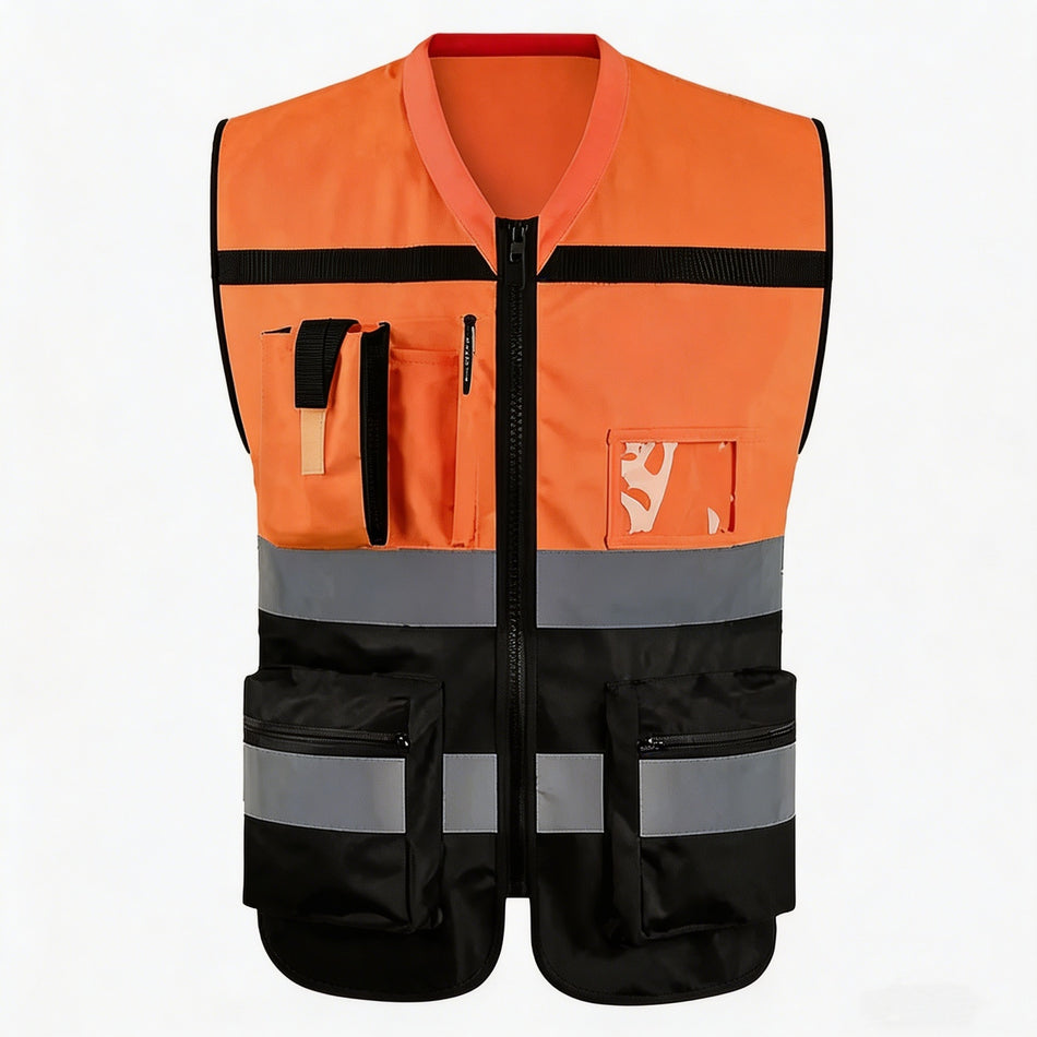 SMASYS High Visibility Security Work Safety Vest with Zipper