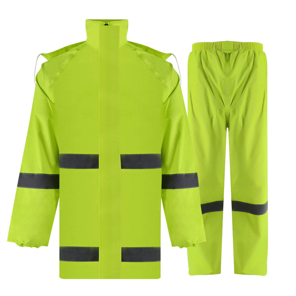 SMASYS Waterproof Yellow Raincoat and Rain Pants Suit with Reflective Tape