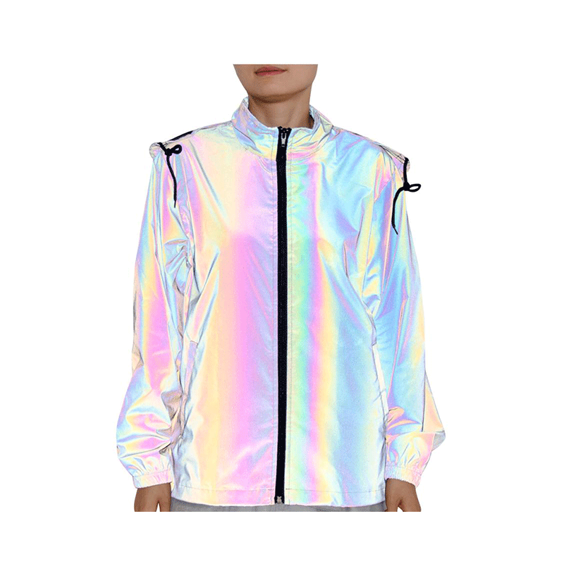 SMASYS Fashion Glow Rainbow Hip Hop Dazzling Women Reflective Jacket