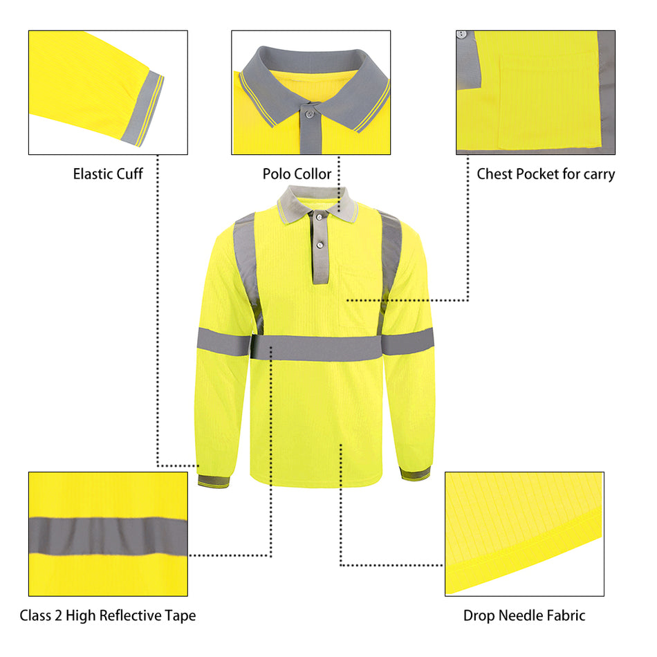 SMASYS Drop Needle Fabric Yellow Safety Polo Shirt