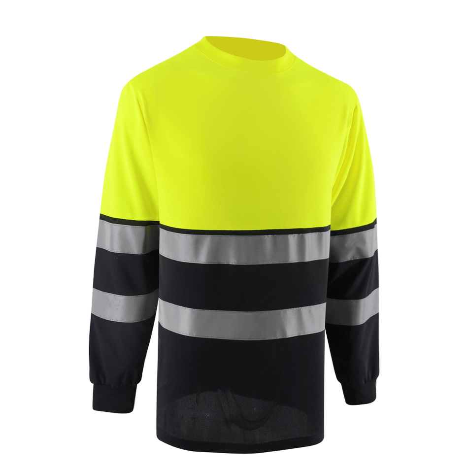 SMASYS Long Sleeve Contrast Color Hi Vis Work Shirt, Reflective Safety Shirt