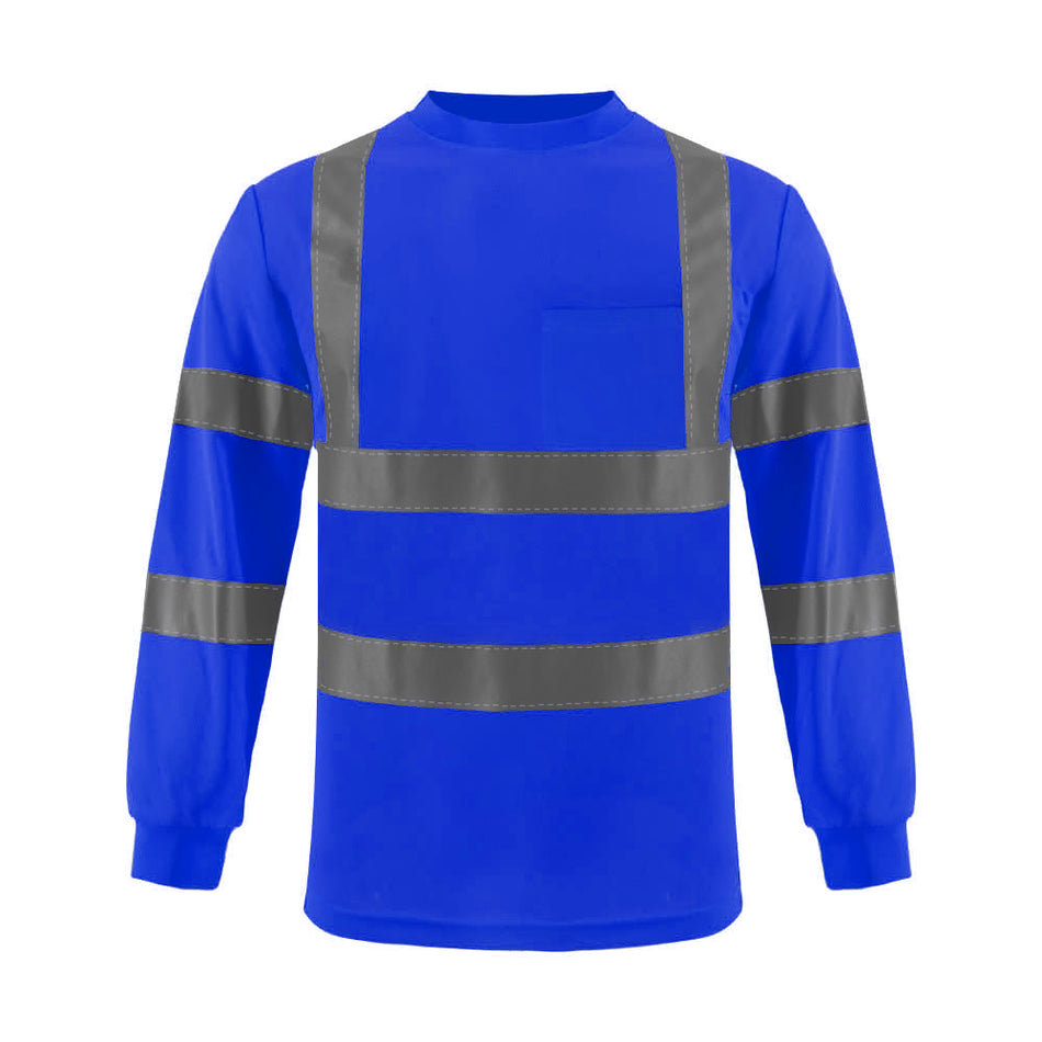SMASYS Hi Vis Safety Shirt, Long Sleeve Reflective Shirt with Pocket