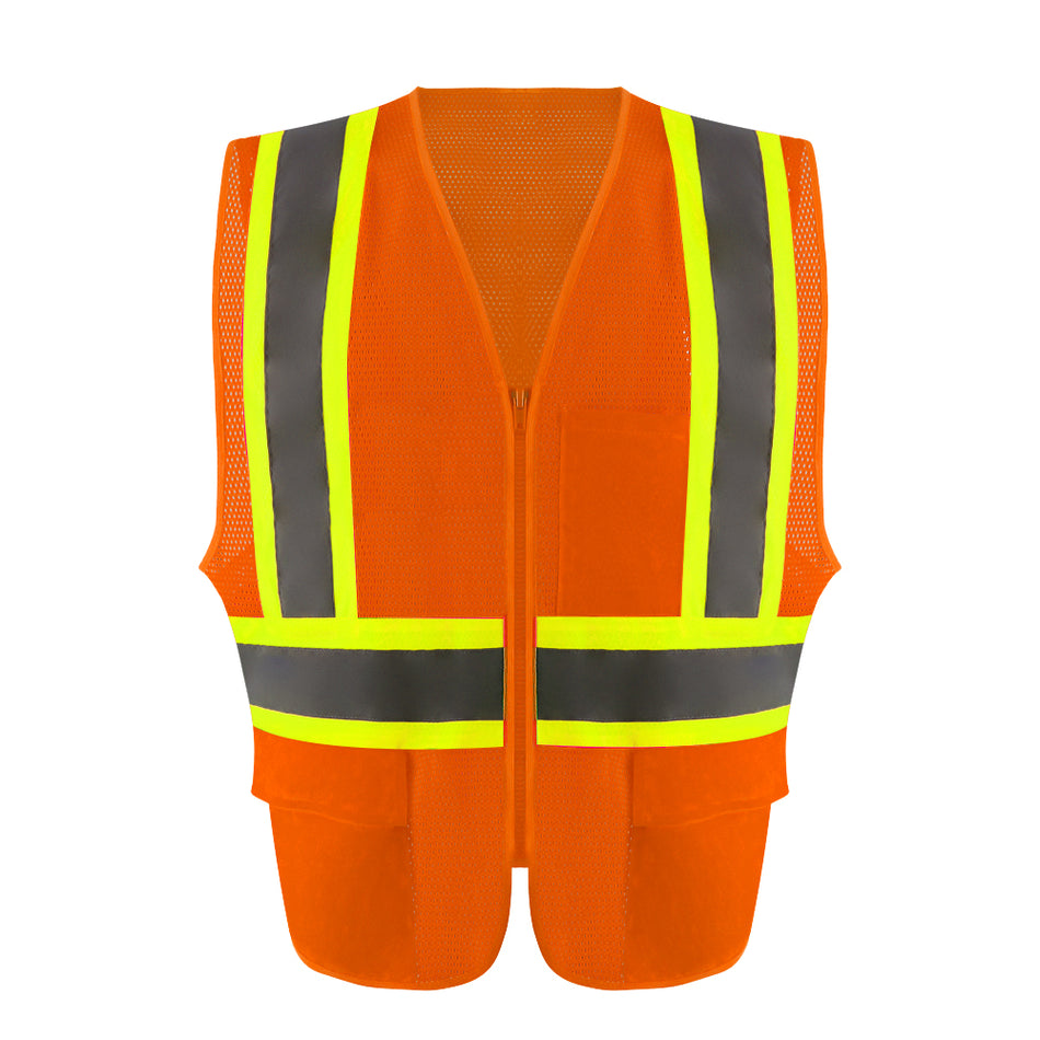 Chaleco de seguridad reflectante de alto rendimiento SMASYS fluorescente amarillo naranja para tráfico