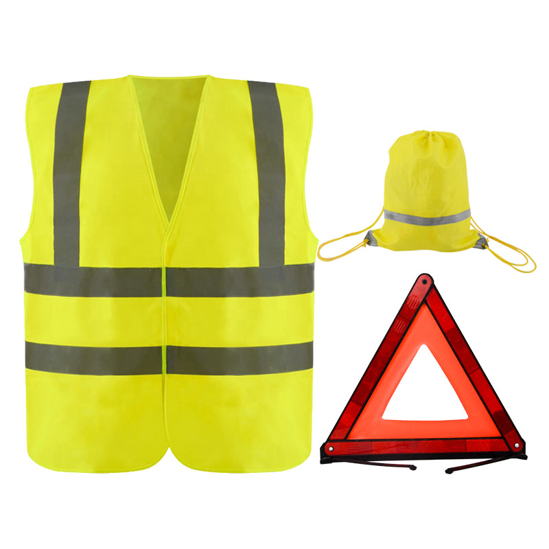 SMASYS Road Car Safety Reflective Bag Safety Vest Traffic Warning Triangle Set