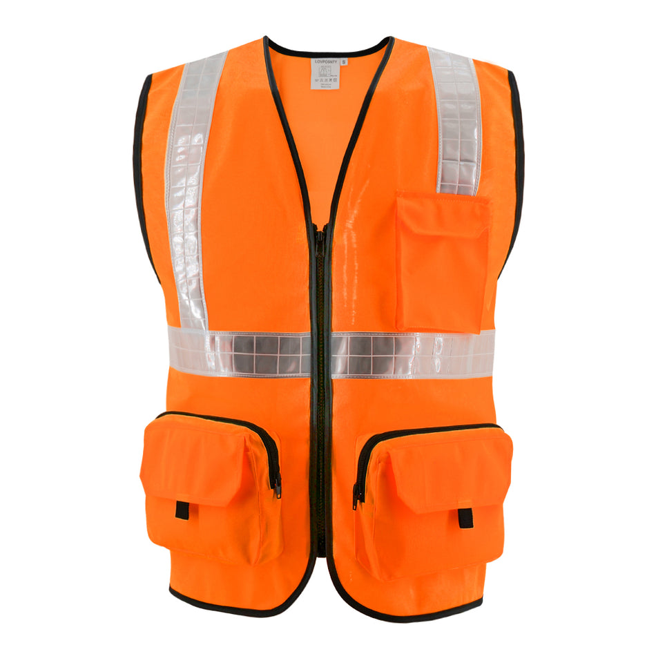 SMASYS Heavy Duty Solid Pockets Safety Vest with PVC Stripes