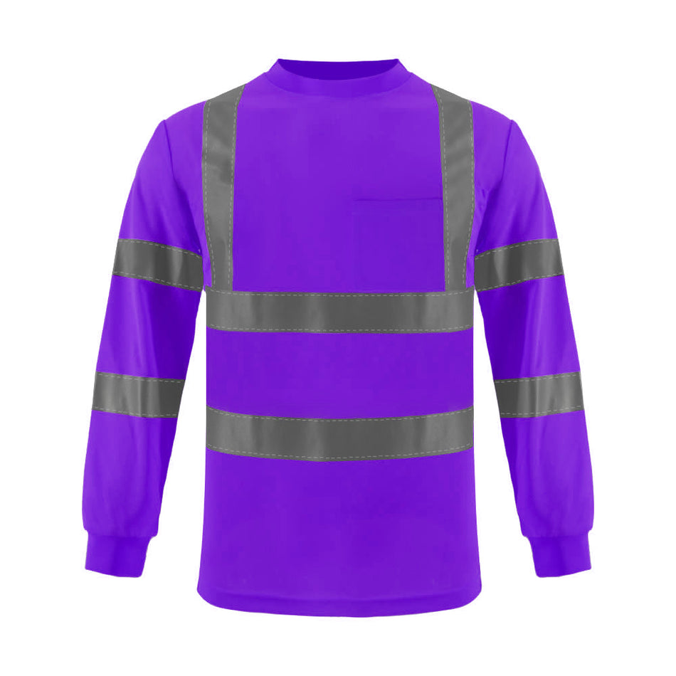 SMASYS Hi Vis Safety Shirt, Long Sleeve Reflective Shirt with Pocket