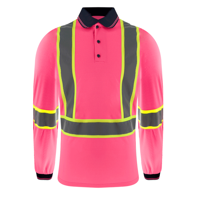 SMASYS Pink Color Safety Long Short Sleeve Shirt