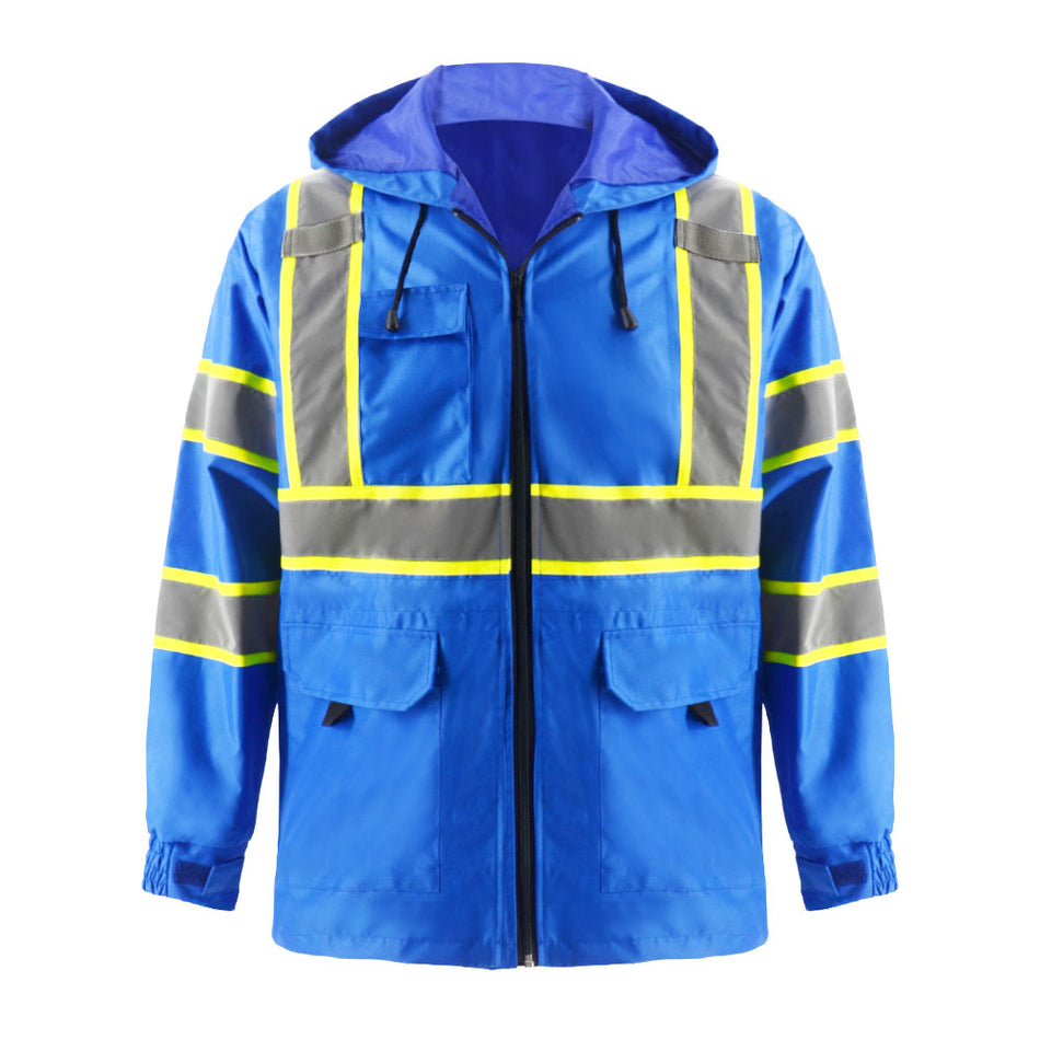 SMASYS Outdoor Windbreaker Hi Vis Reflective Hooded Safety Winter Jacket