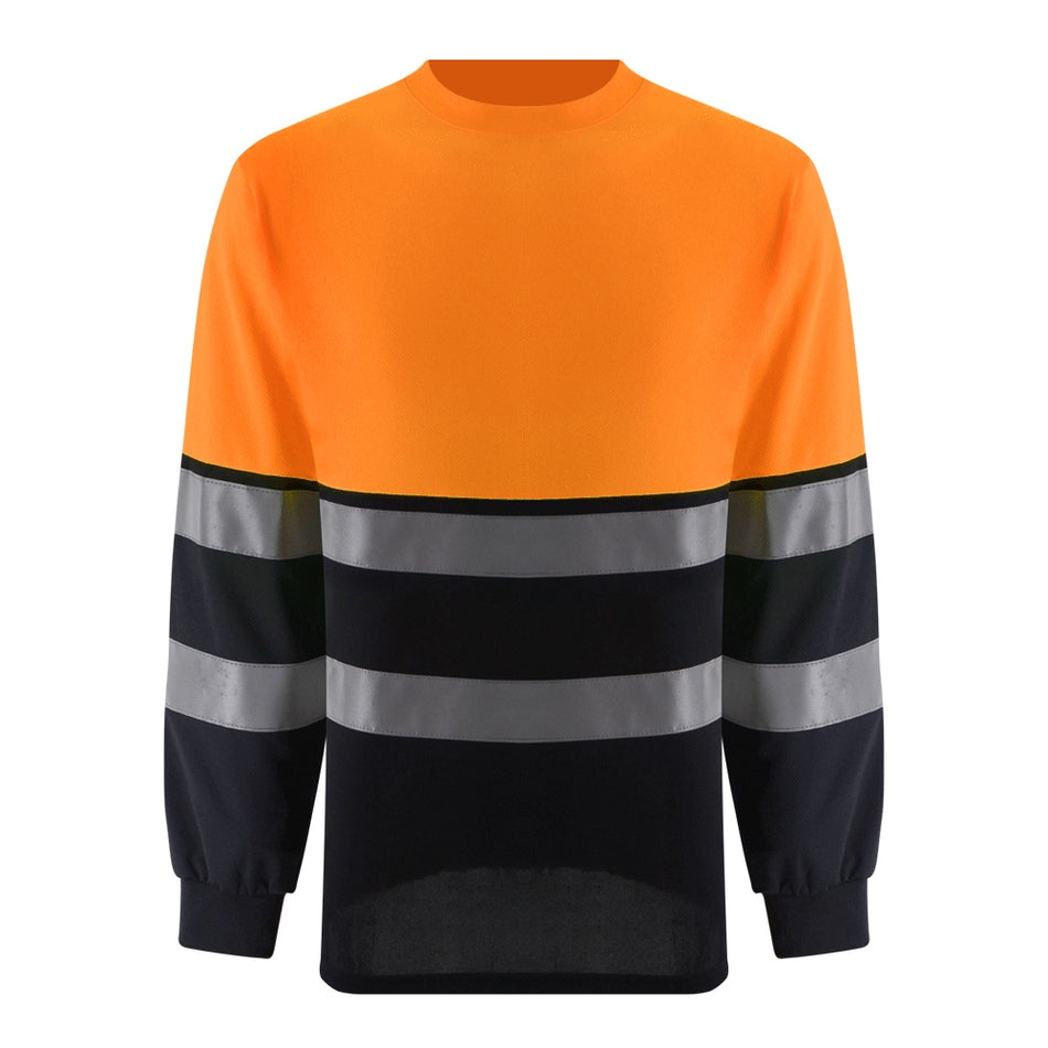 SMASYS Long Sleeve Contrast Color Hi Vis Work Shirt, Reflective Safety Shirt