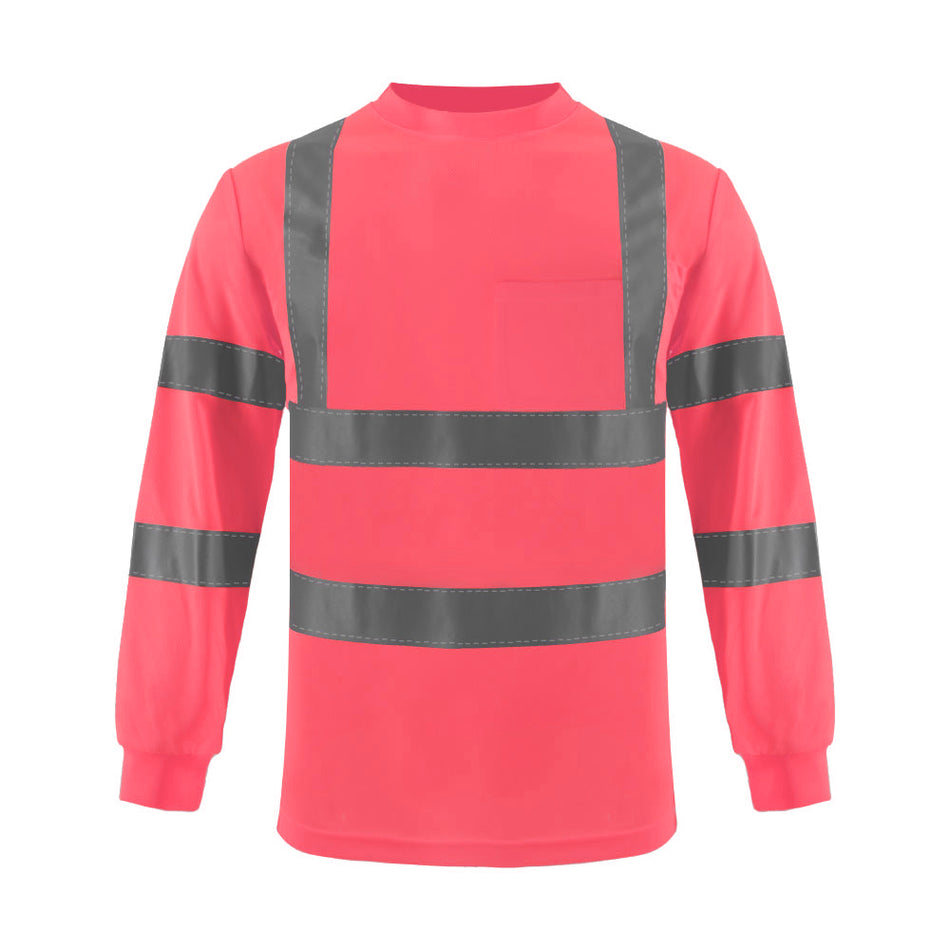 SMASYS Hi Vis Safety Shirt, Long Sleeve Reflective Shirt with Pocket