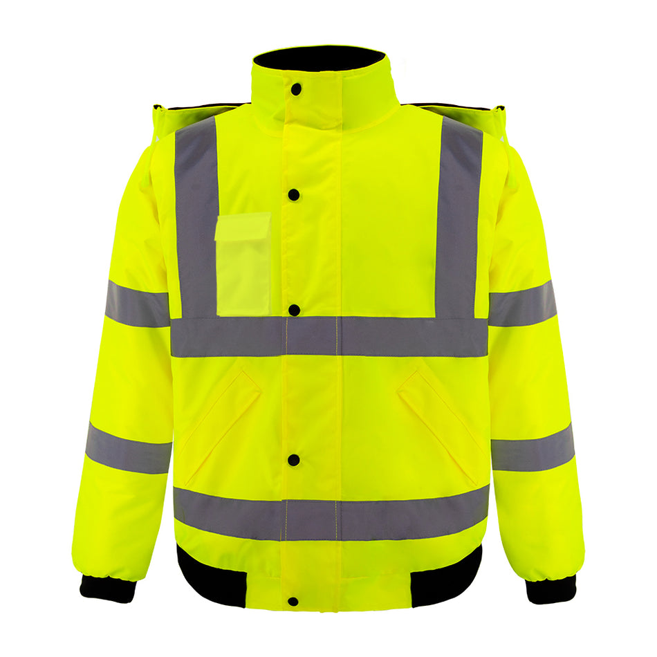 SMASYS Hi Vis Reflective Safety Winter Bomber Jacket Pink Yellow Orange