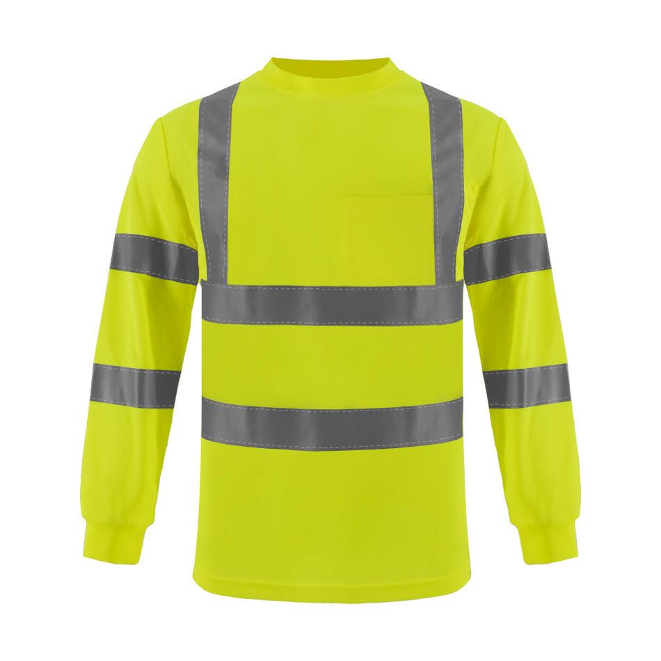 SMASYS Hi Vis Safety Shirt, Long Sleeve Reflective Shirt with Pocket