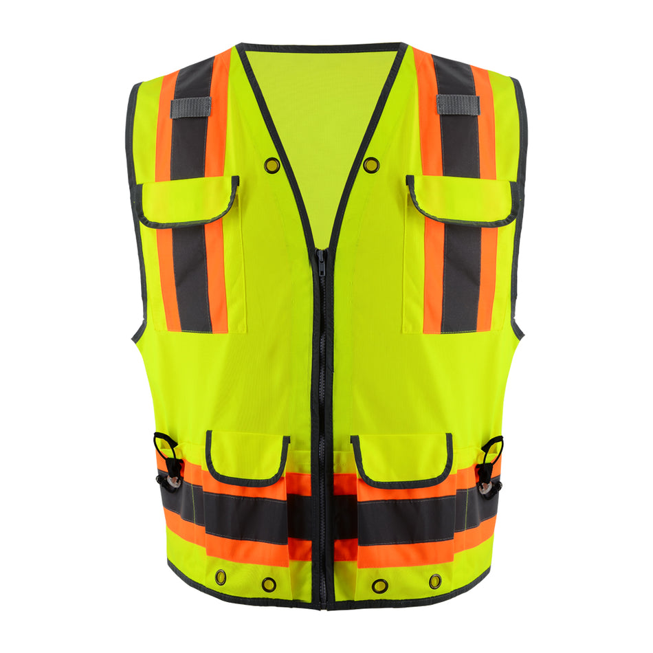 SMASYS Eyelets Multi Pockets Elastic Waist High Reflective Safety Vest