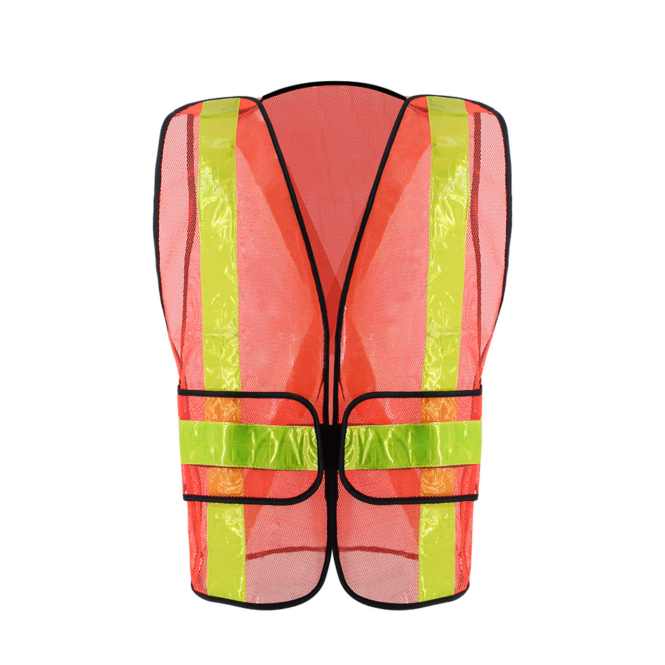 SMASYS Detchable Red PVC Reflective Strips Safety Work Vest