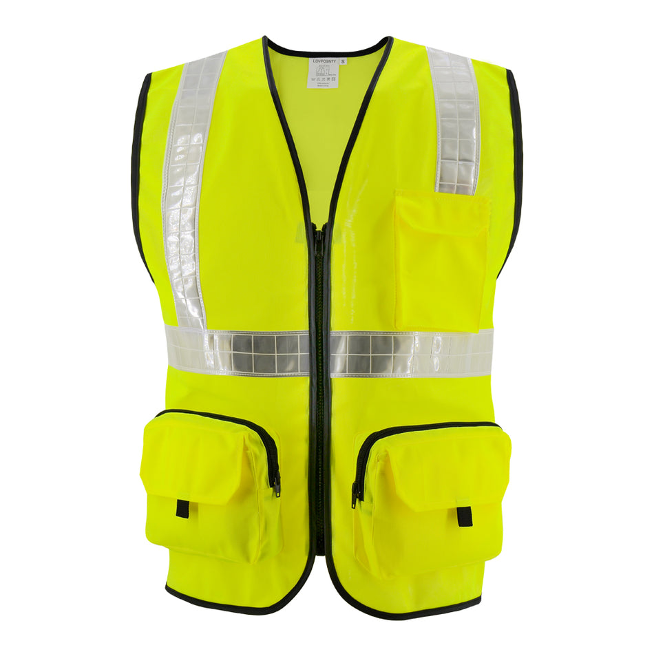 SMASYS Heavy Duty Solid Pockets Safety Vest with PVC Stripes