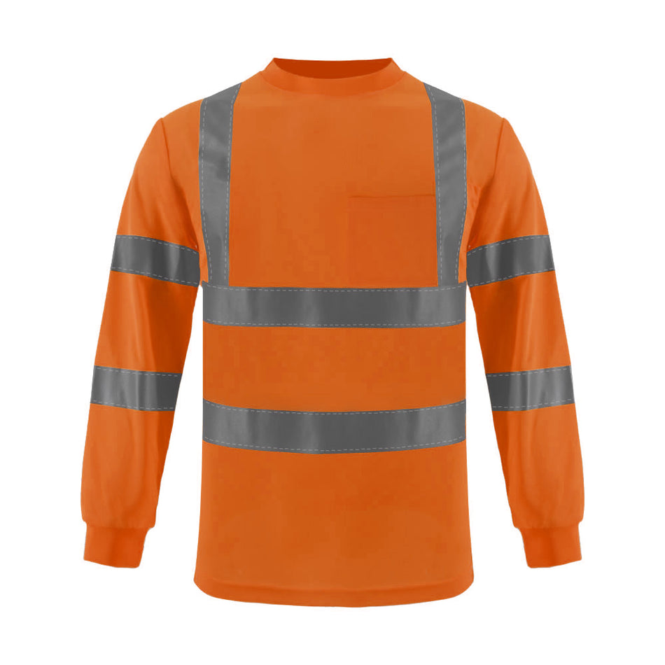 SMASYS Class 3 Safety Shirt Long Sleeve Orange Safety Shirts for Men