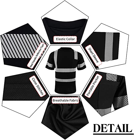 SMASYS Hi Vis T Shirt Class 2 Reflective High Visibility Short Sleeve Construction Safety Shirt