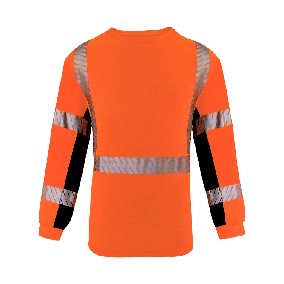 SMASYS Silver Slanted Carving Reflective Tape Longsleeve Safety T Shirts