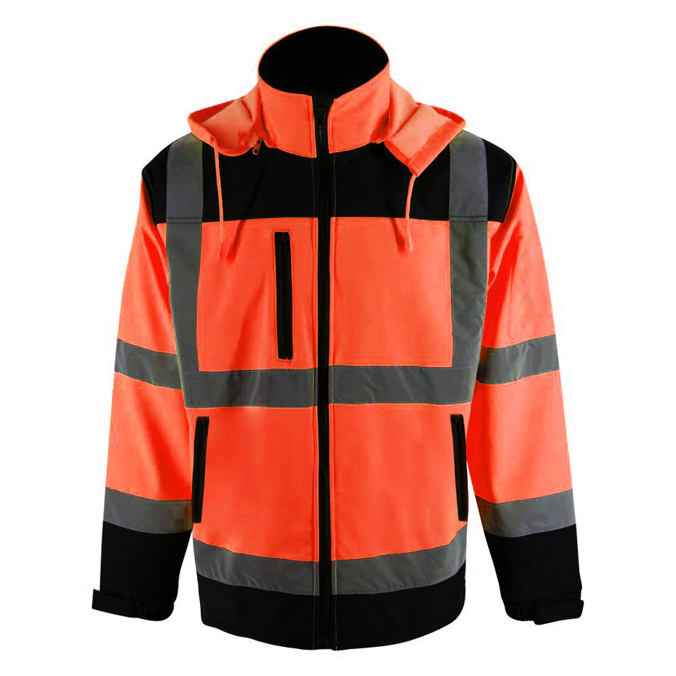SMASYS Soft Shell Fabric Detachable Hooded Safety Jacket
