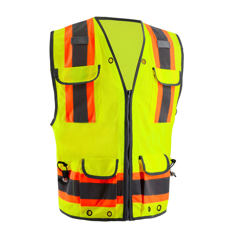 Chaleco de seguridad SMASYS para hombre con bolsillos, reflectante bicolor (LB-VS4043)