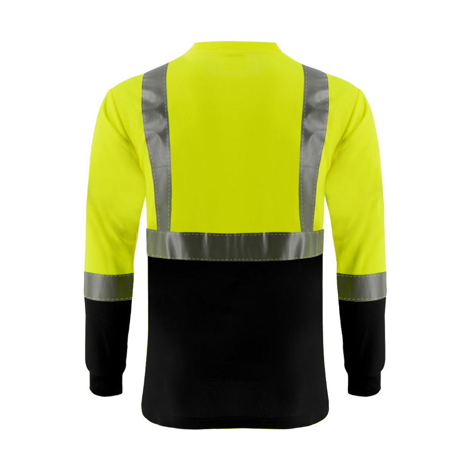 SMASYS Hi Vis Black Bottom Safety Shirts for Men Long Sleeve Cool Dri