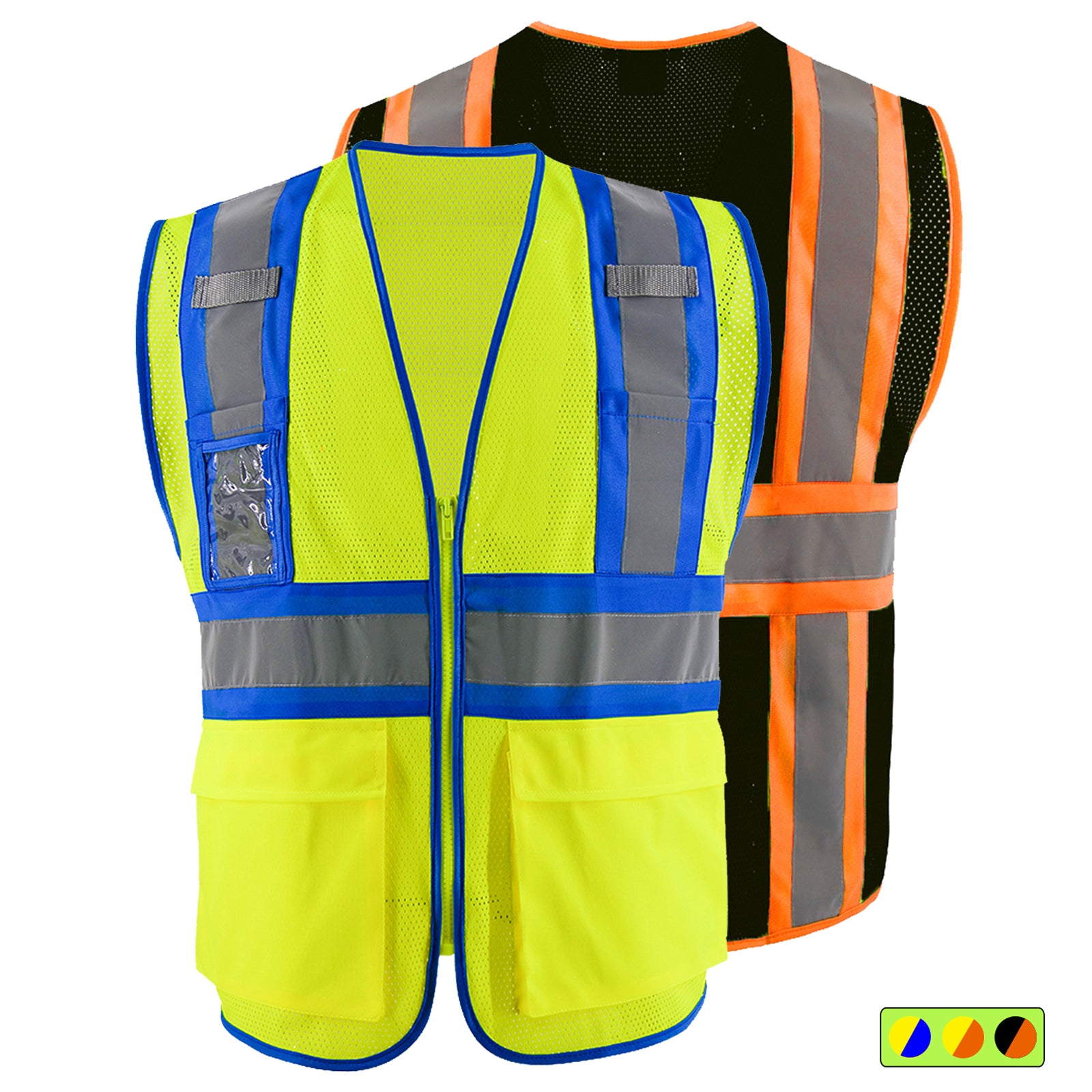 SMASYS High Visibility Reflective Safety Vest with 5 Pockets and