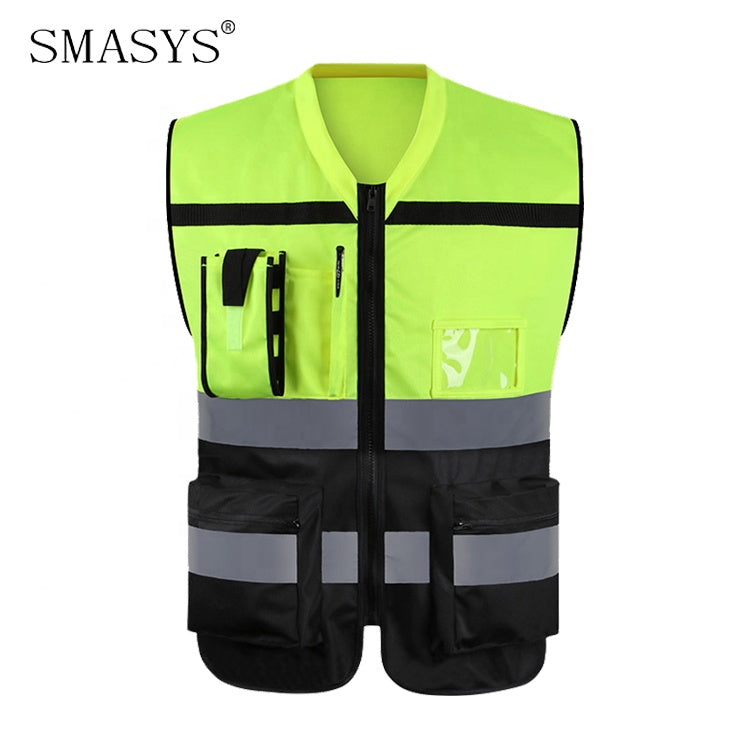 SMASYS Mens High Visibility Security Work Safety Vest with SMASYS Mens High Visibility Security Work Safety Vest with