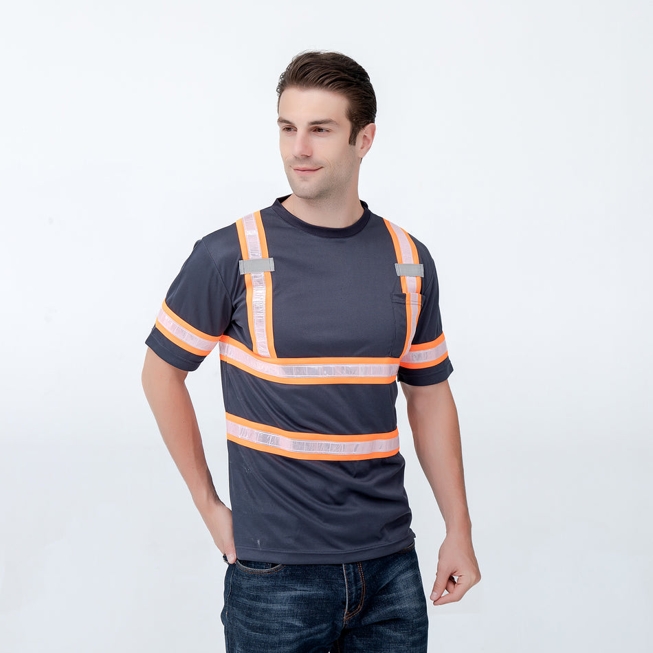 SMASYS Summer Fluorescent PVC Reflective Tape with Padding Hivis Safety Tshirts