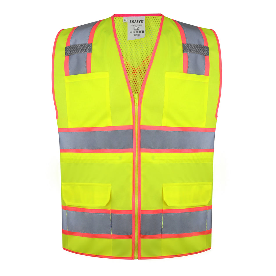SMASYS Security Adjustable Waist Pink Padding Yellow Safety Vest